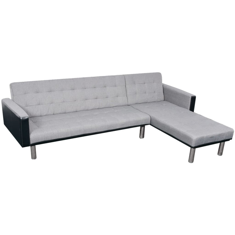 Schlafsofa in L-Form Stoff Schwarz und Grau