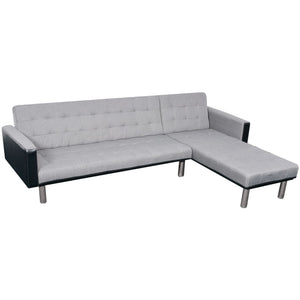 Schlafsofa in L-Form Stoff Schwarz und Grau