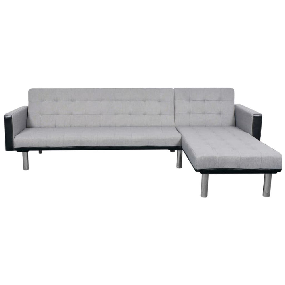 Schlafsofa in L-Form Stoff Schwarz und Grau