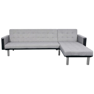 Schlafsofa in L-Form Stoff Schwarz und Grau