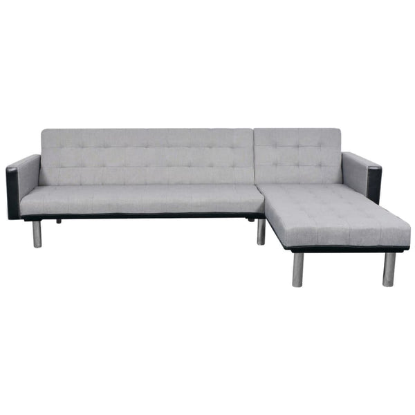 Schlafsofa in L-Form Stoff Schwarz und Grau