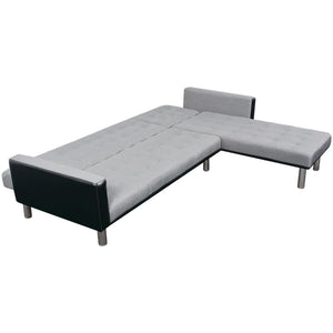 Schlafsofa in L-Form Stoff Schwarz und Grau