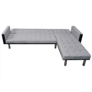 Schlafsofa in L-Form Stoff Schwarz und Grau