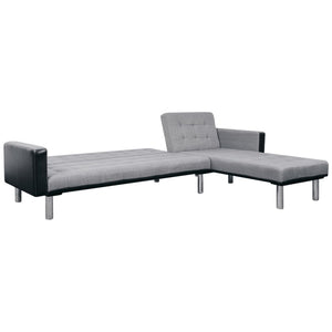 Schlafsofa in L-Form Stoff Schwarz und Grau