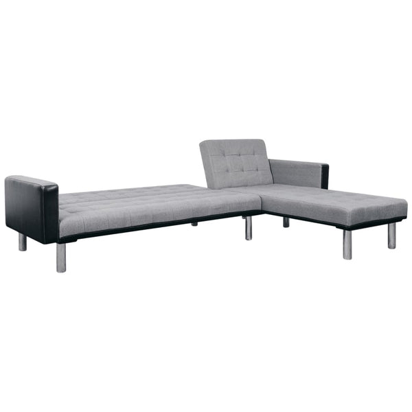 Schlafsofa in L-Form Stoff Schwarz und Grau