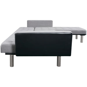 Schlafsofa in L-Form Stoff Schwarz und Grau