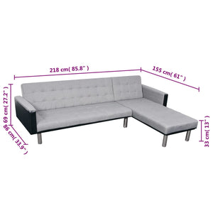 Schlafsofa in L-Form Stoff Schwarz und Grau