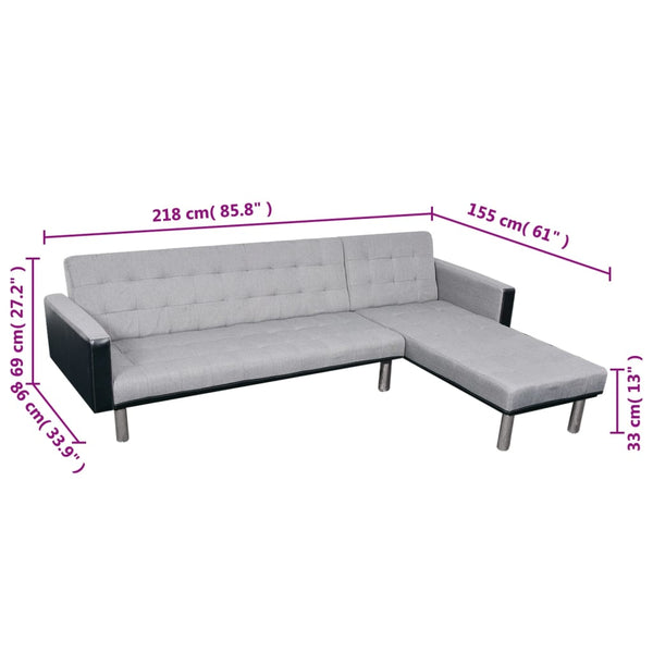 Schlafsofa in L-Form Stoff Schwarz und Grau