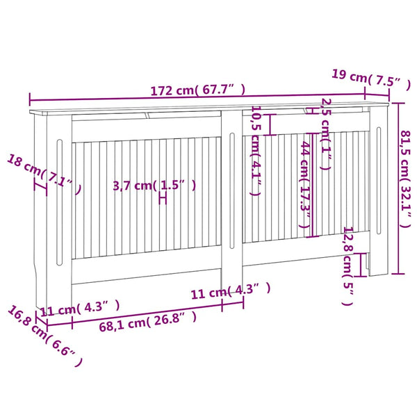 Heizkörperabdeckung Weiß Holzwerkstoff 172 cm