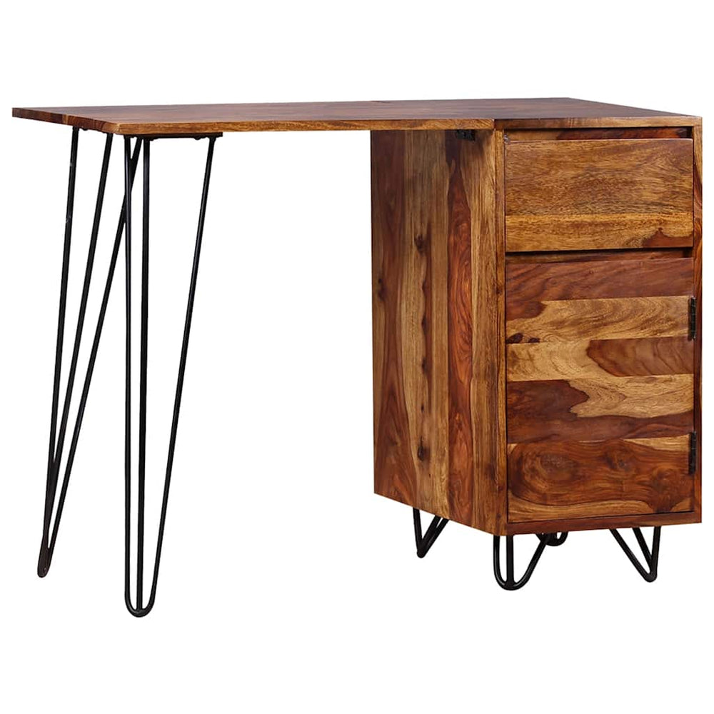 Schreibtisch mit 1 Schublade und 1 Schrank Massivholz Akazie