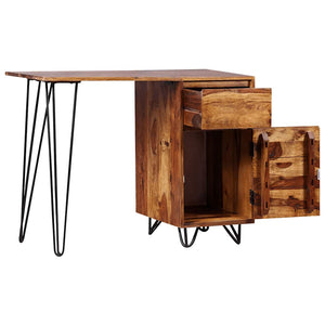Schreibtisch mit 1 Schublade und 1 Schrank Massivholz Akazie