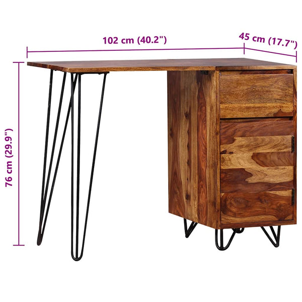 Schreibtisch mit 1 Schublade und 1 Schrank Massivholz Akazie