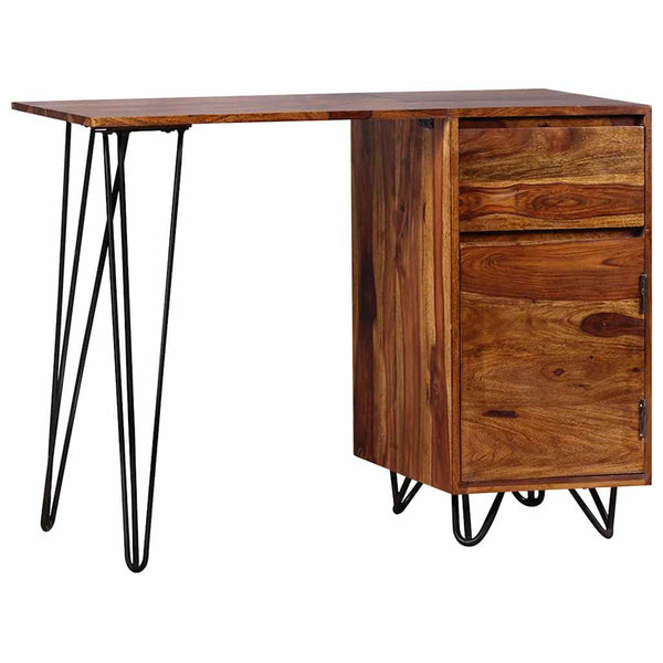 Schreibtisch mit 1 Schublade und 1 Schrank Massivholz Akazie