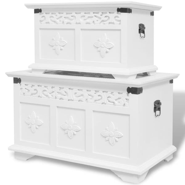 vidaXL Coffre de rangement 2 pcs Blanc