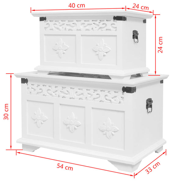 vidaXL Coffre de rangement 2 pcs Blanc