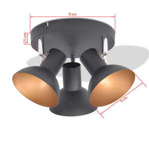 Deckenlampe für 3 Glühbirnen E27 Schwarz und Gold