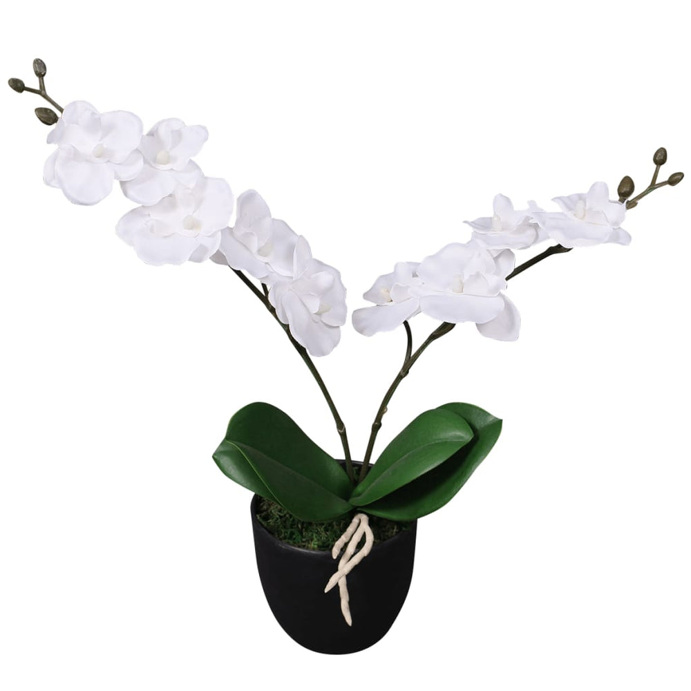 vidaXL Orchidée artificielle avec pot 30 cm Blanc