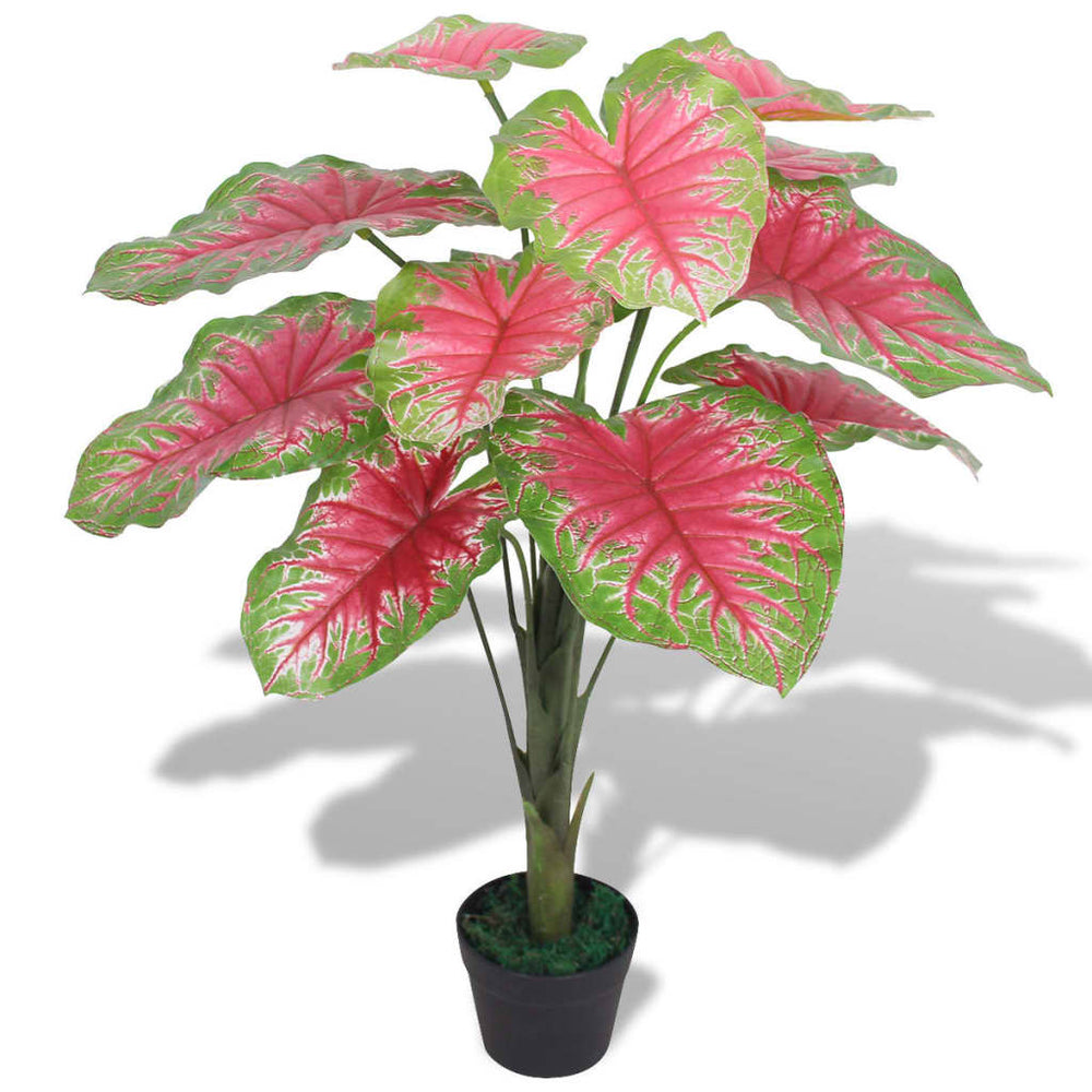 vidaXL Plante de Caladium artificielle avec pot 85 cm Rouge et vert