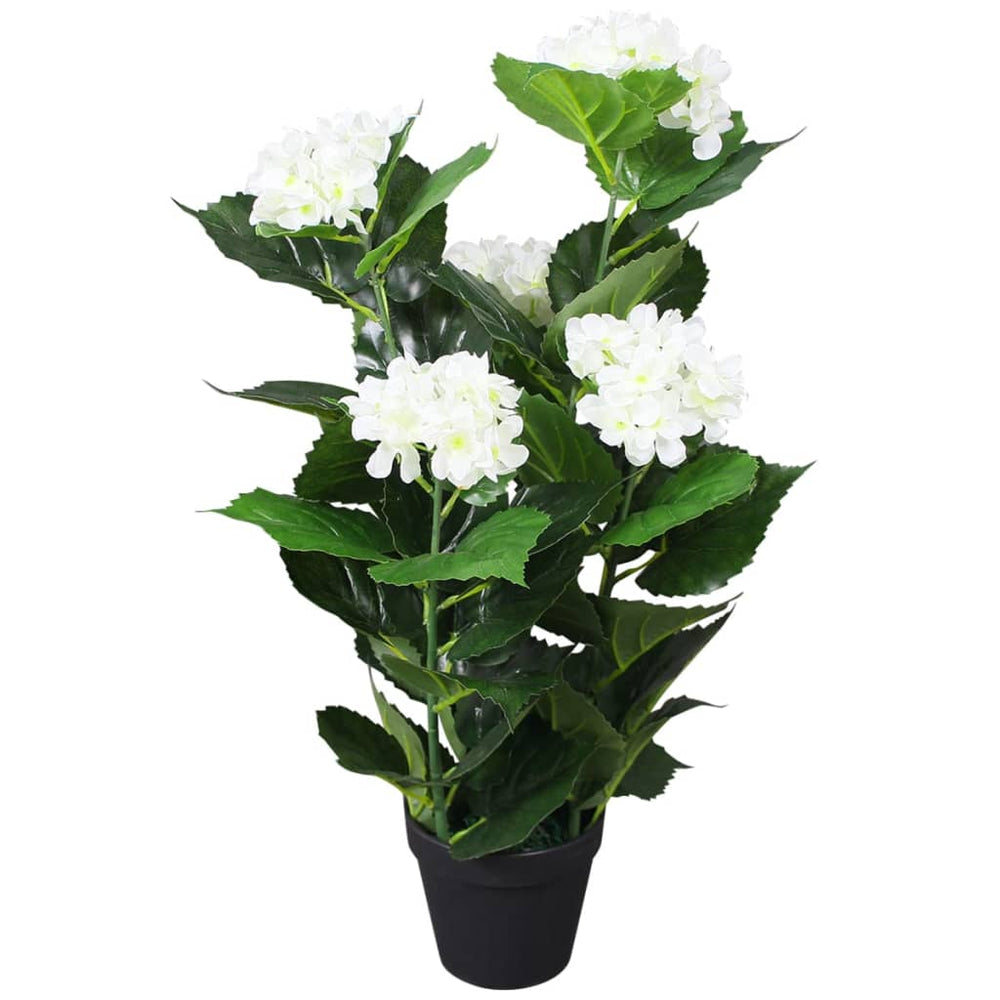 vidaXL Hortensia artificielle avec pot 60 cm blanc