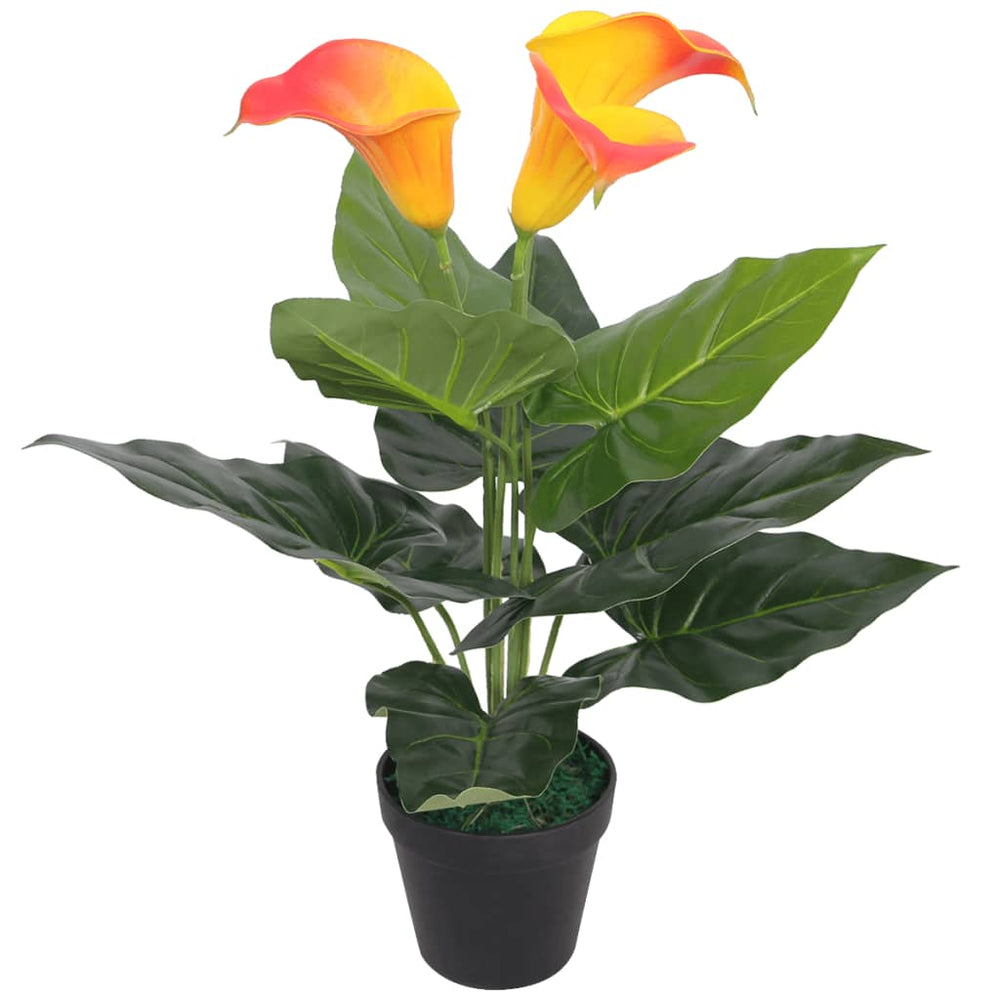 vidaXL Calla artificielle avec pot 45 cm rouge et jaune