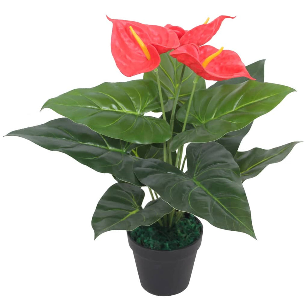 vidaXL Anthurium artificiel avec pot 45 cm rouge et jaune