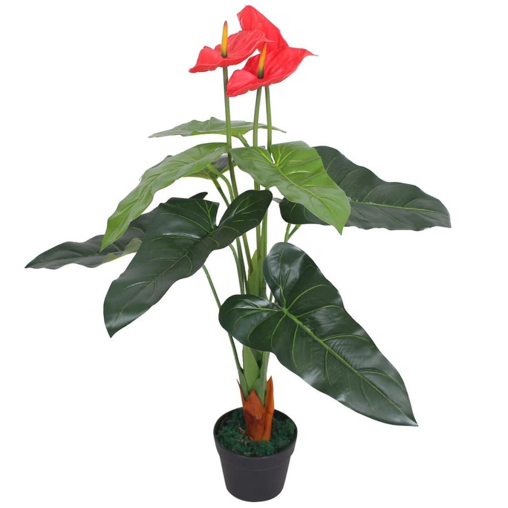 vidaXL Anthurium artificiel avec pot 90 cm rouge et jaune