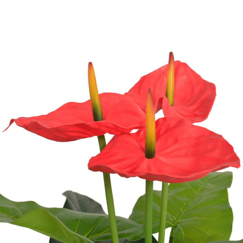 vidaXL Anthurium artificiel avec pot 90 cm rouge et jaune