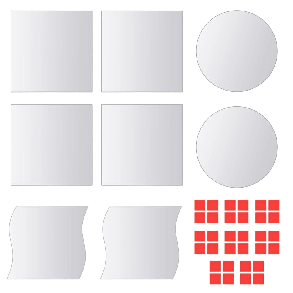 vidaXL Ensemble de 8 carreaux miroirs de formes diverses en verre