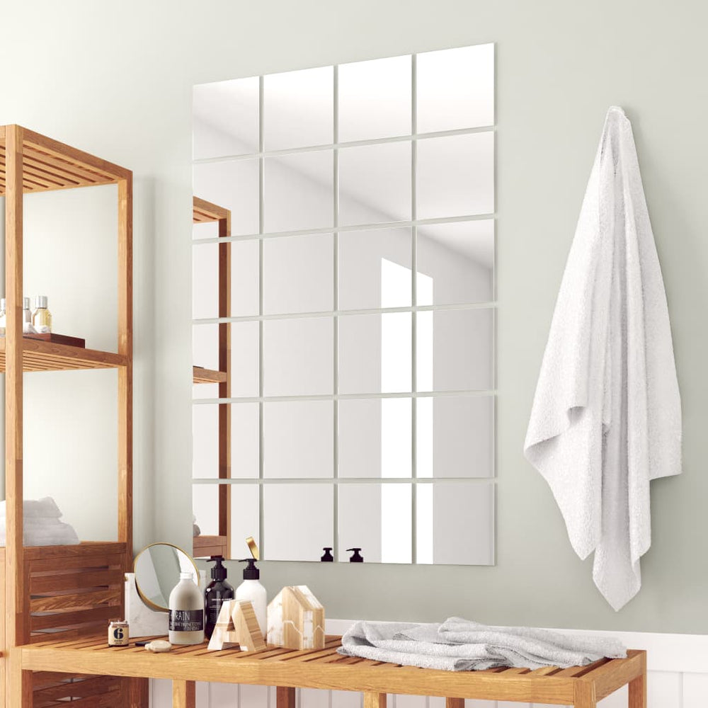 vidaXL Lot de 24 dalles miroirs carrées en verre
