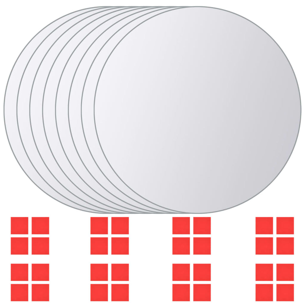 vidaXL Set de 8 dalles de miroir rondes en verre