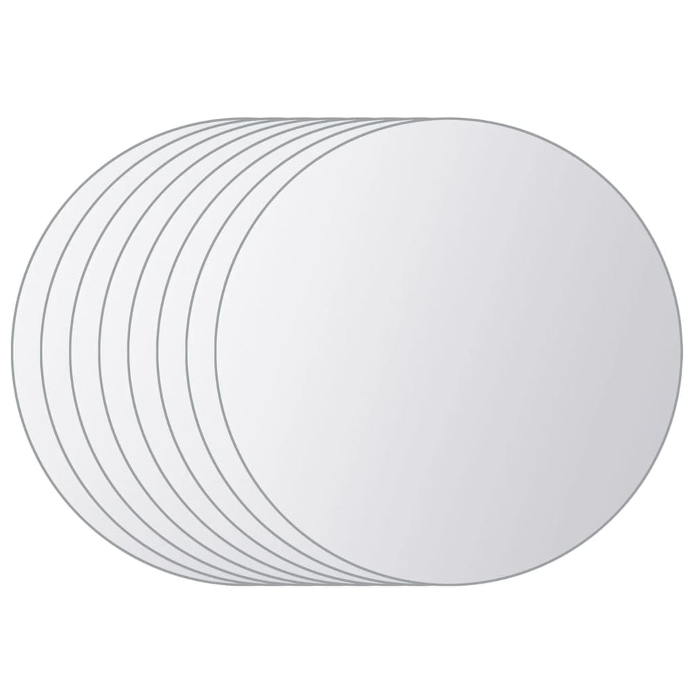 vidaXL Set de 8 dalles de miroir rondes en verre