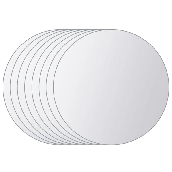 8-tlg. Spiegelfliesen-Set Rund Glas