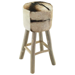 Barhocker Ziegenleder und Teak Massivholz