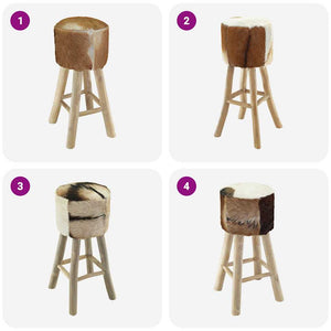 Barhocker Ziegenleder und Teak Massivholz
