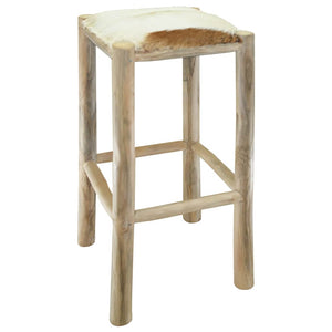 Barhocker Ziegenleder und Teak Massivholz