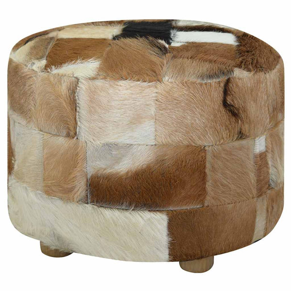 Hocker Ziegenleder Rund 50x50x45 cm