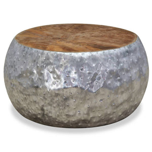 Couchtisch Aluminium Teak 60x60x30 cm