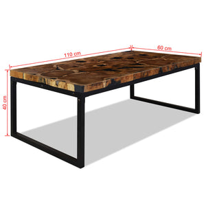 vidaXL Table basse en teck et résine 110x60x40 cm