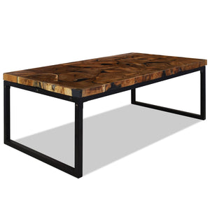 vidaXL Table basse en teck et résine 110x60x40 cm