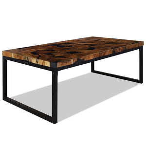 vidaXL Table basse en teck et résine 110x60x40 cm