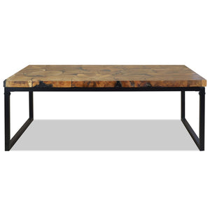 vidaXL Table basse en teck et résine 110x60x40 cm