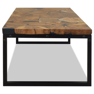 vidaXL Table basse en teck et résine 110x60x40 cm