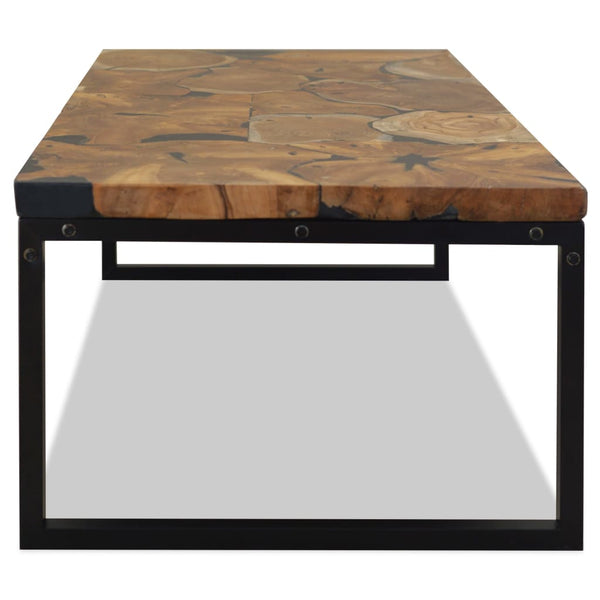 vidaXL Table basse en teck et résine 110x60x40 cm