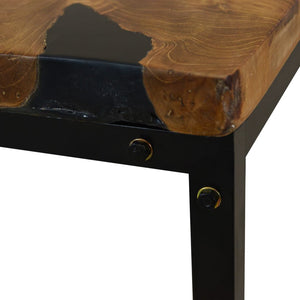 vidaXL Table basse en teck et résine 110x60x40 cm