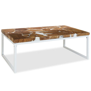 vidaXL Table basse en teck et résine 110x60x40 cm