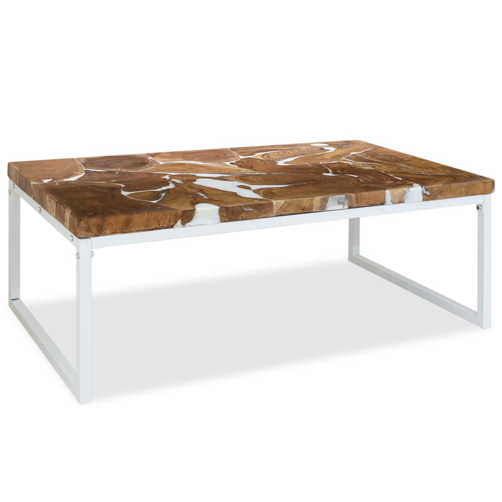 vidaXL Table basse en teck et résine 110x60x40 cm