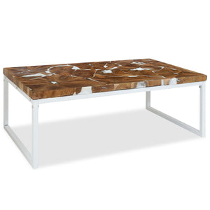 vidaXL Table basse en teck et résine 110x60x40 cm