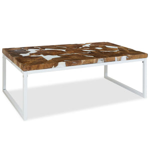 vidaXL Table basse en teck et résine 110x60x40 cm