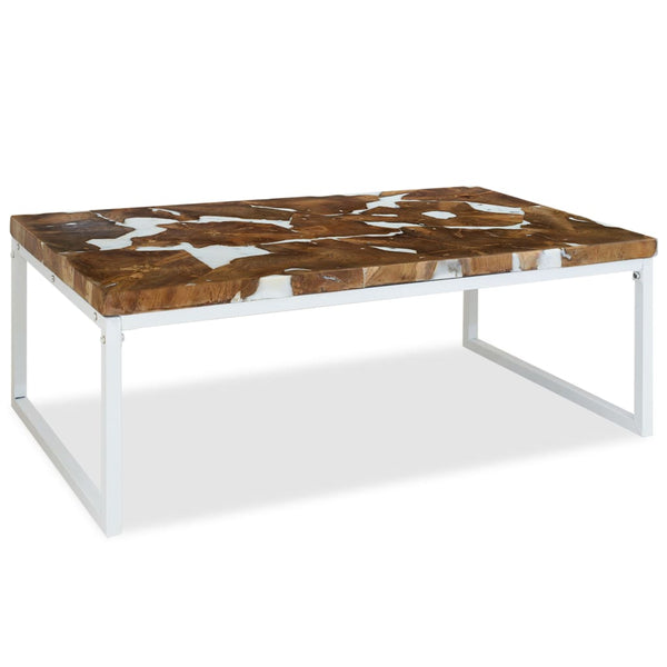 vidaXL Table basse en teck et résine 110x60x40 cm