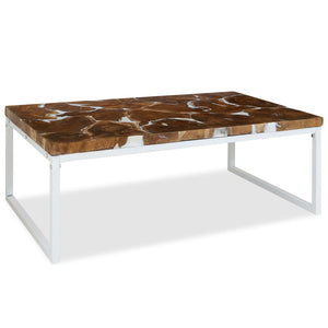 vidaXL Table basse en teck et résine 110x60x40 cm